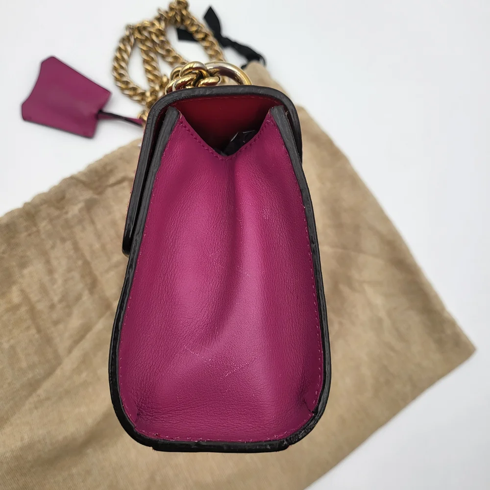 GUCCI GG Supreme Monogram Calfskin Small Padlock Bag Beige Hibiscus Red, W/COA. - Picture 4 of 16